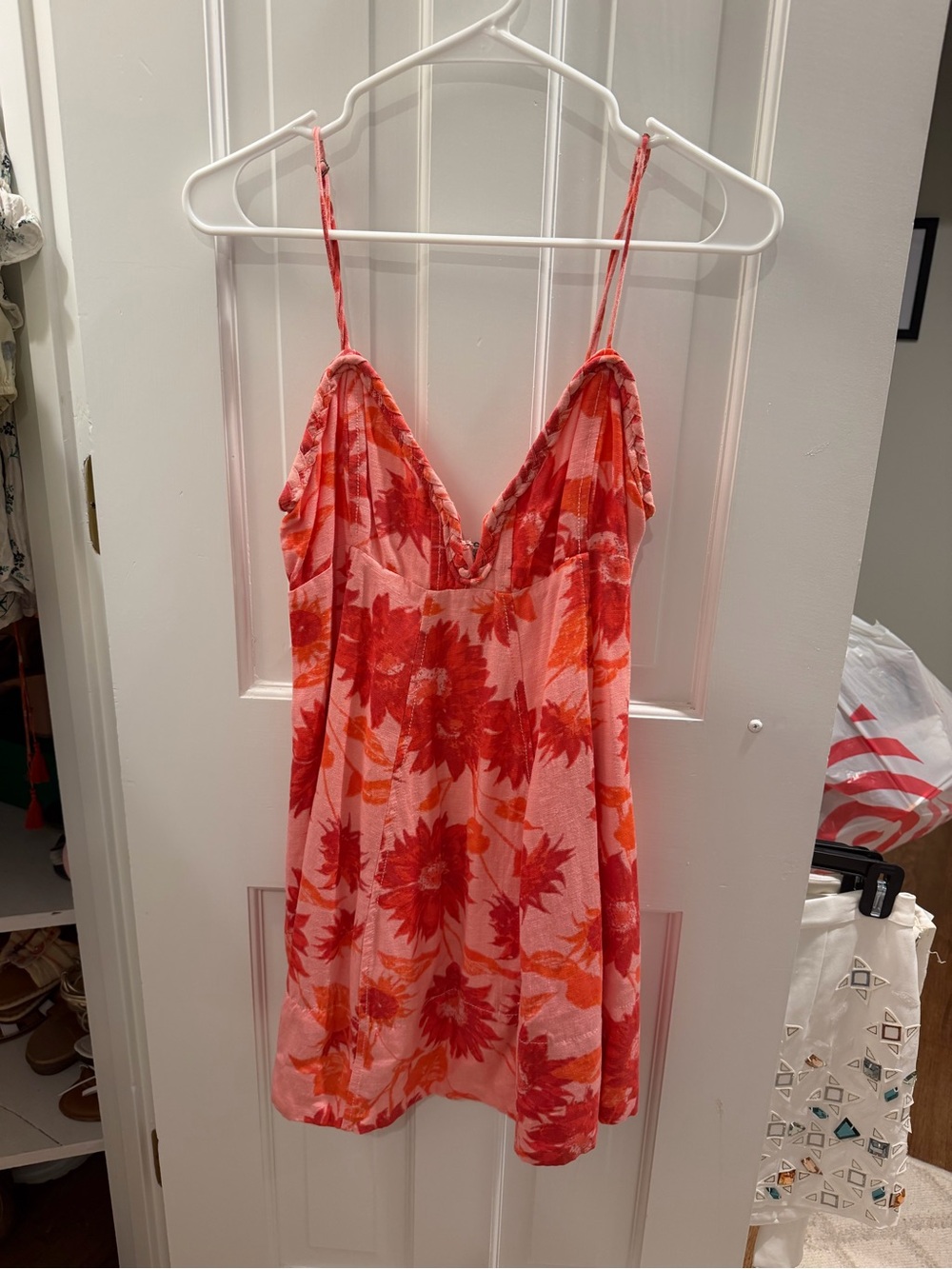 Free People Pink and Red Floral Mini Dress